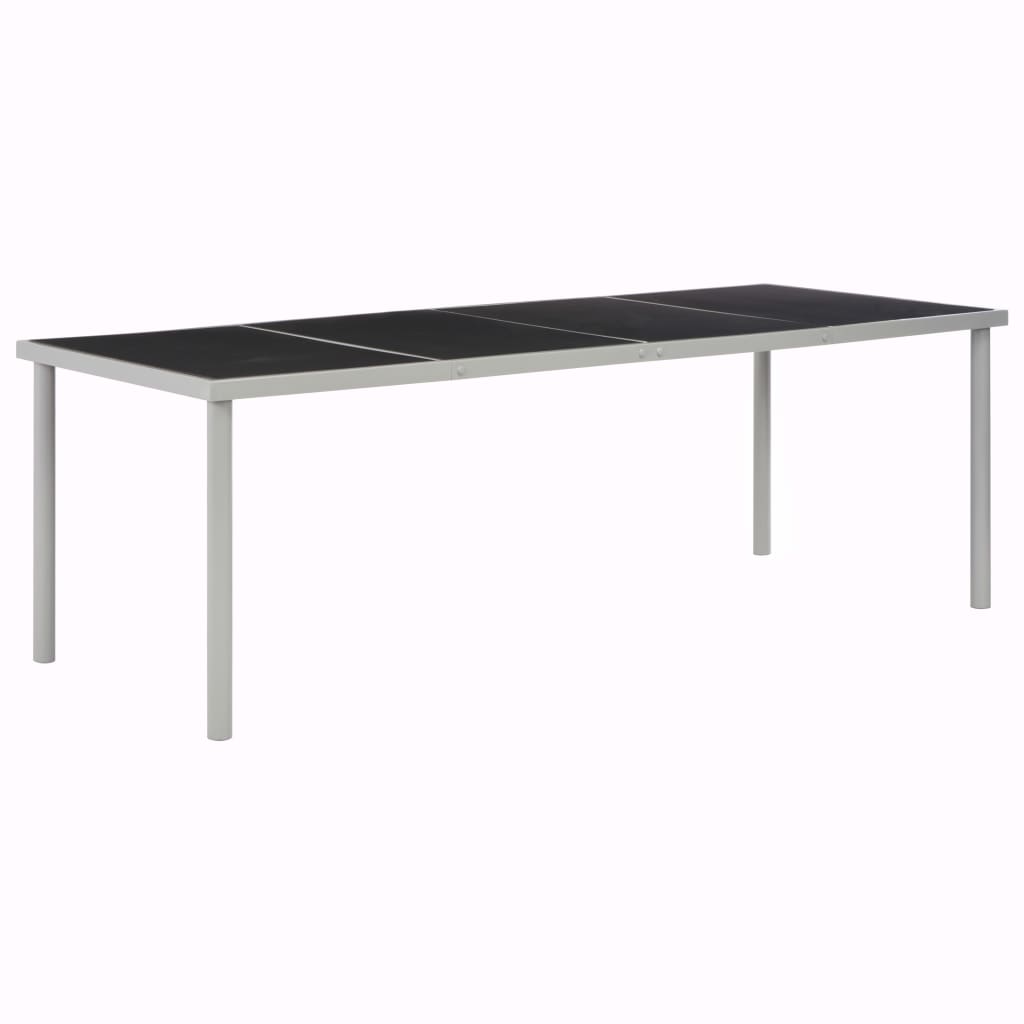 vidaXL dārza galds, 220x90x74,5 cm, melns, tērauds