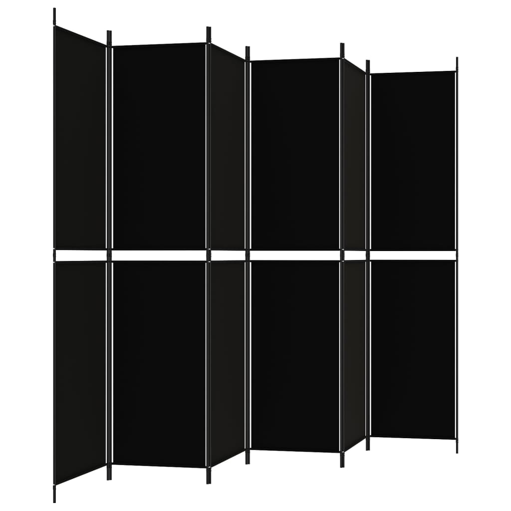 vidaXL 6-paneļu istabas aizslietnis, 300x220 cm, melns audums