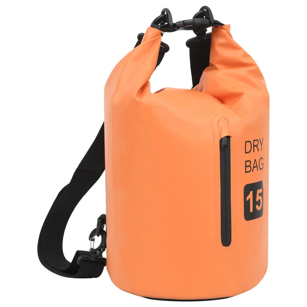 vidaXL ūdens soma ar rāvējslēdzēju, oranža, 15 L, PVC