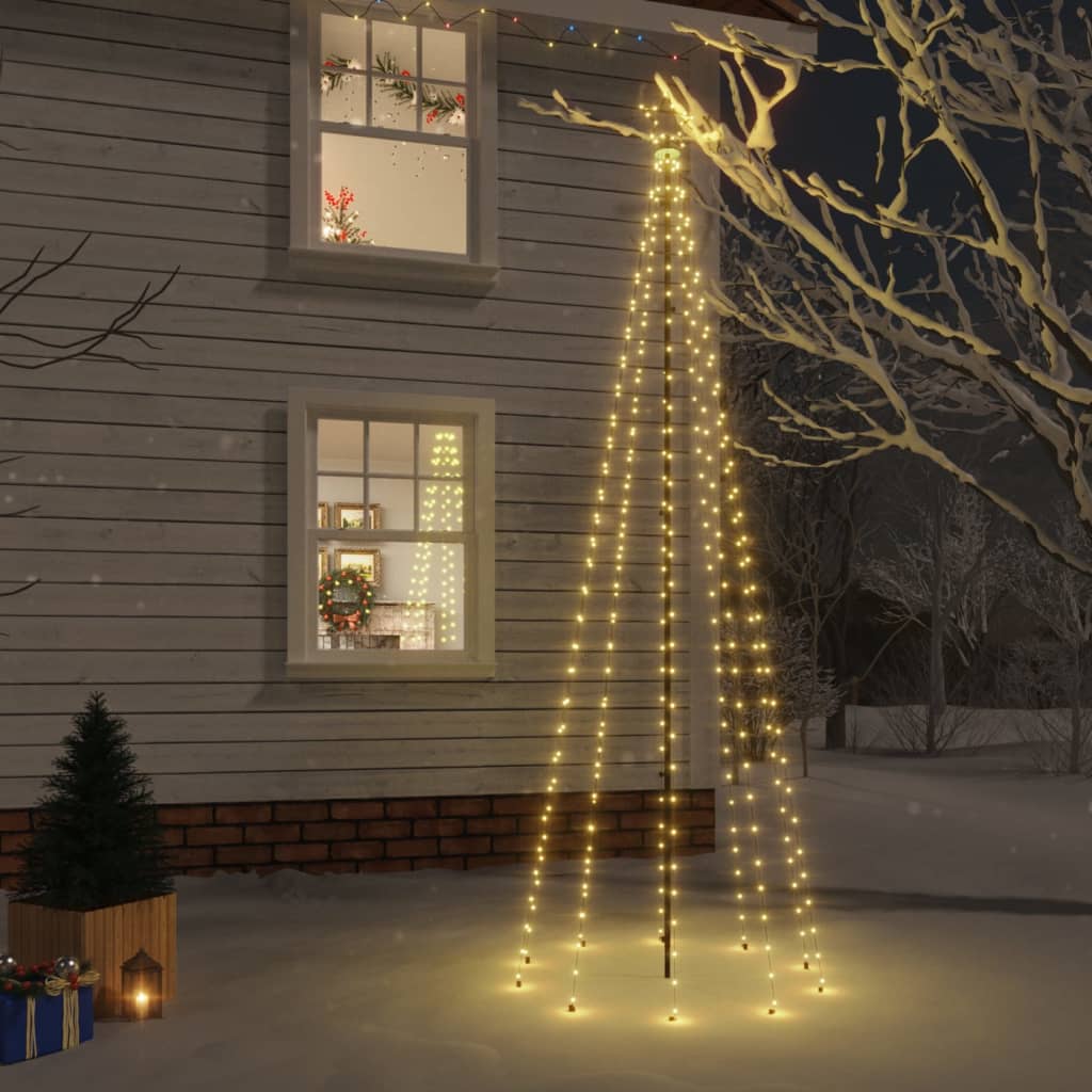 vidaXL Ziemassvētku egle ar pīķi, 310 silti baltas LED, 300 cm