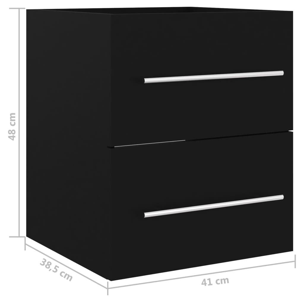 vidaXL izlietnes skapītis, melns, 41x38,5x48 cm, skaidu plāksne