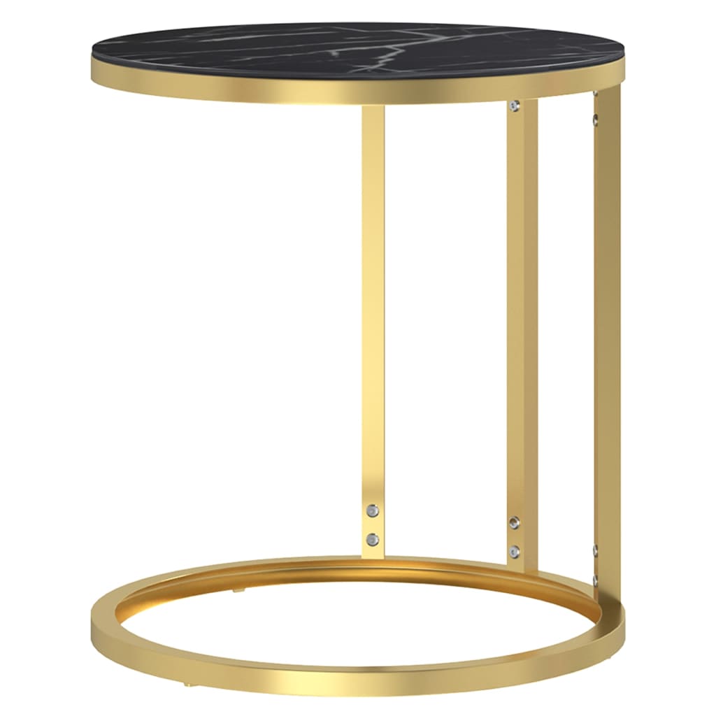 vidaXL galdiņš, melna marmora un zelta krāsa, rūdīts stikls, 45 cm