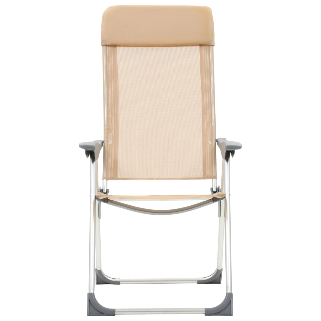 vidaXL kempinga krēsli, 2 gab., krēmkrāsā, alumīnijs, salokāmi