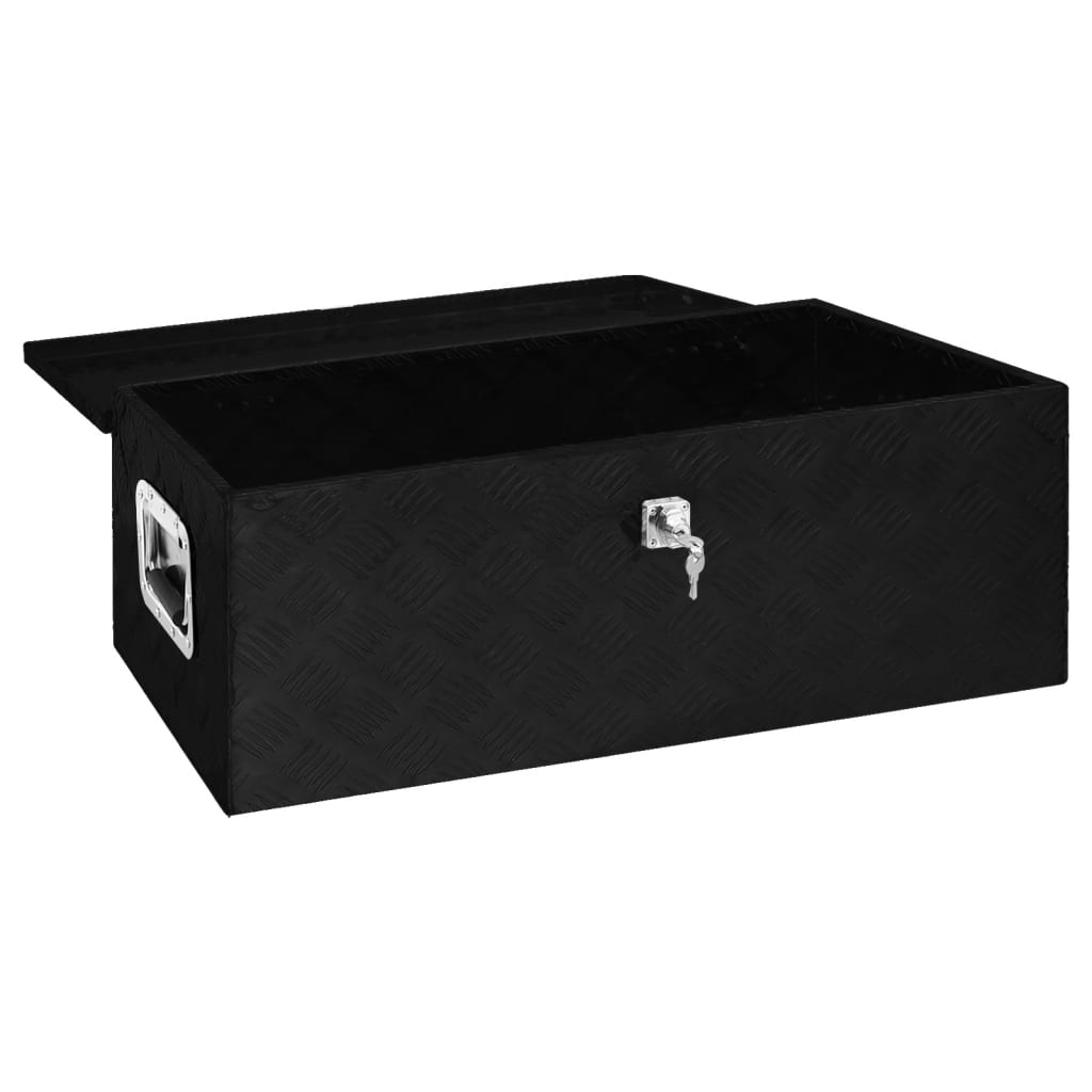 vidaXL uzglabāšanas kaste, melna, 80x39x30 cm, alumīnijs
