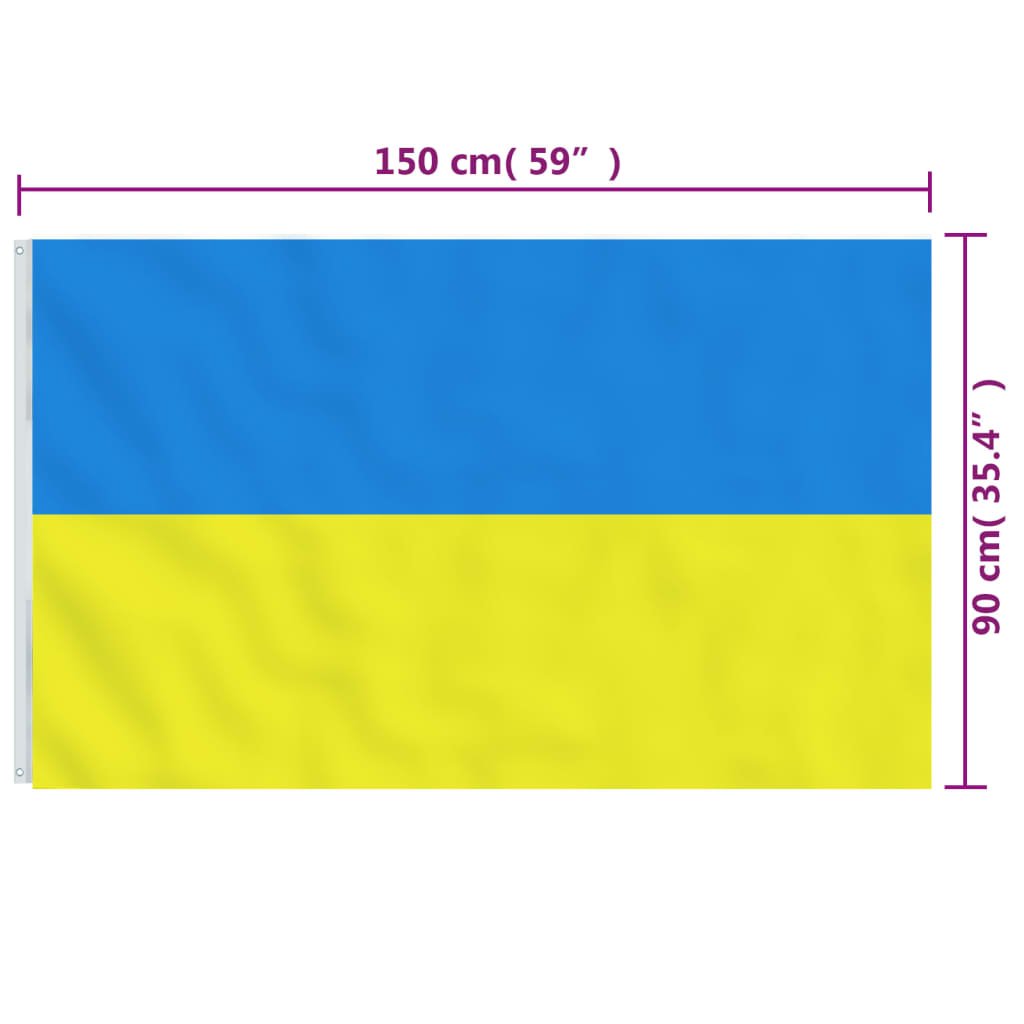 vidaXL Ukrainas karogs ar misiņa gredzeniem, 90x150 cm