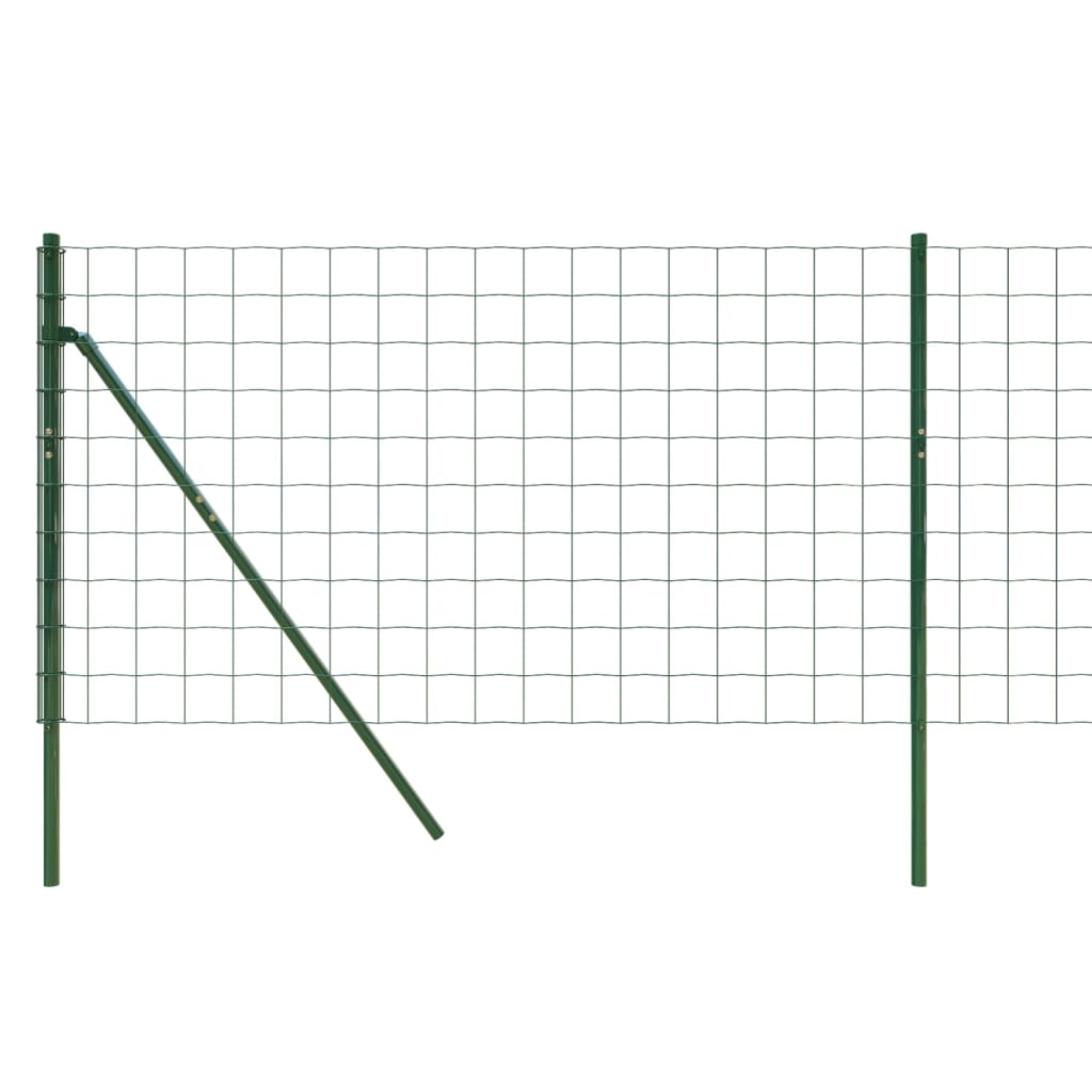 vidaXL stiepļu žogs, zaļš, 0,8x25 m, cinkots tērauds