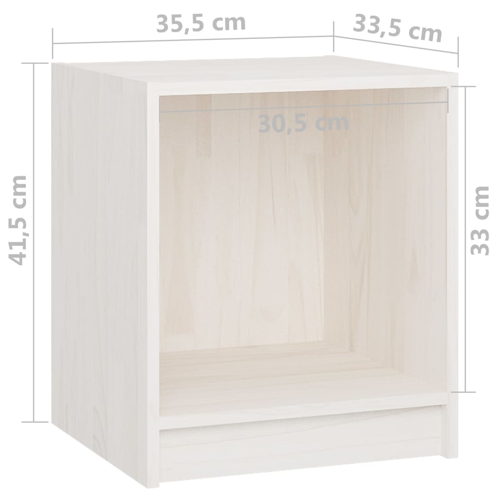 vidaXL naktsgaldiņš, balts, 35,5x33,5x41,5 cm, priedes masīvkoks