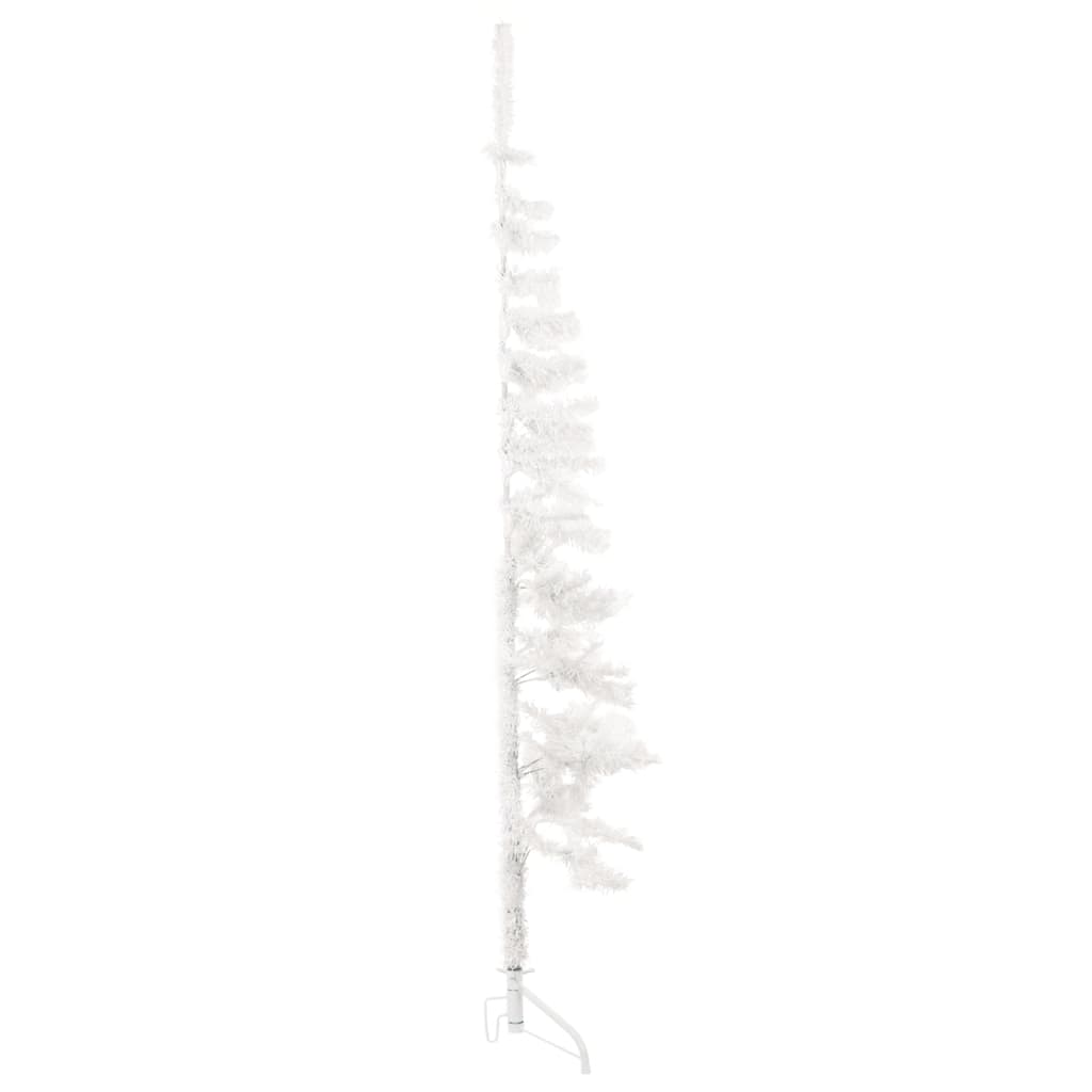 vidaXL mākslīgā Ziemassvētku egle ar statīvu, pusapaļa, balta, 120 cm