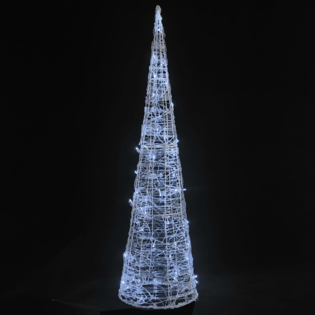 vidaXL LED lampiņu dekorācija, akrils, piramīda, 90 cm, vēsi balta