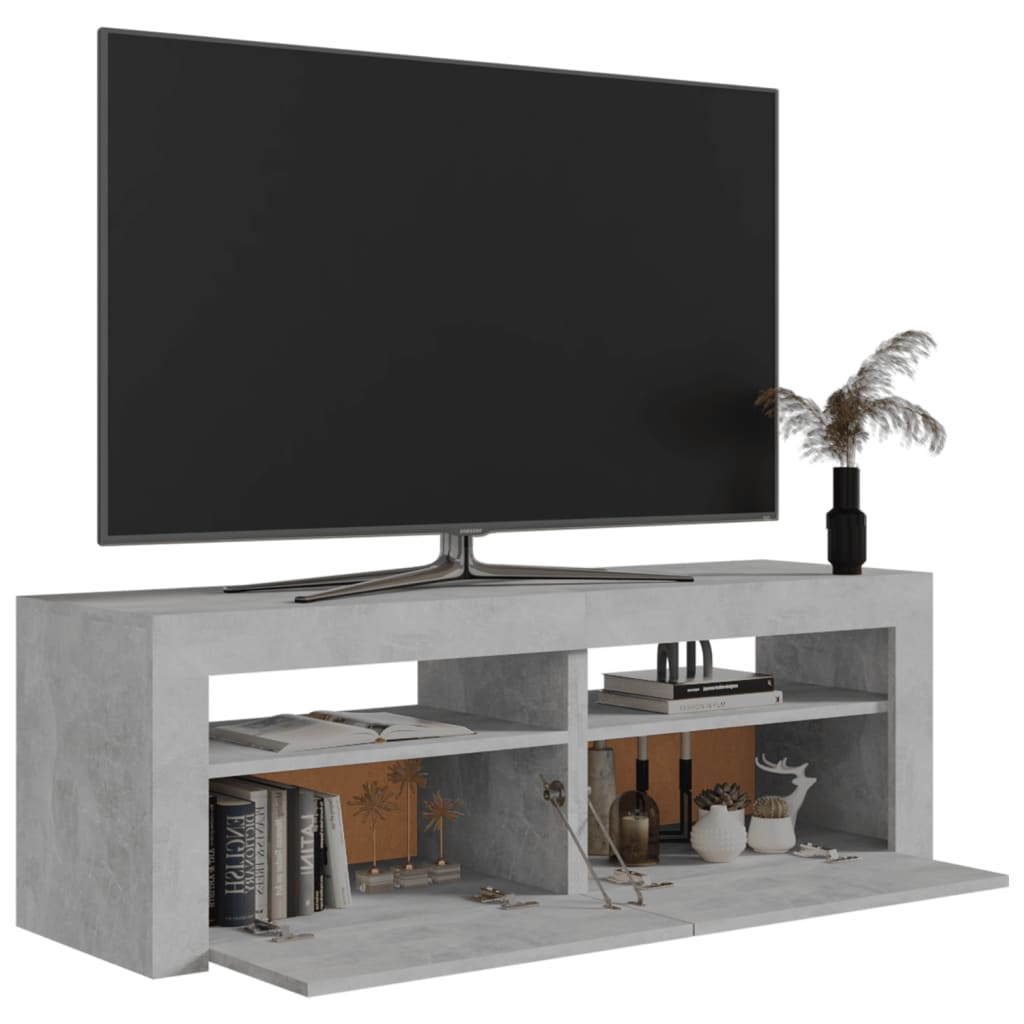 vidaXL TV galdiņš ar LED lampiņām, 120x35x40 cm, betona pelēks