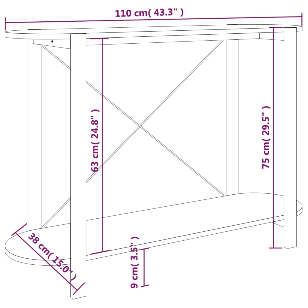 vidaXL konsoles galds, balts, 110x38x75 cm, inženierijas koks