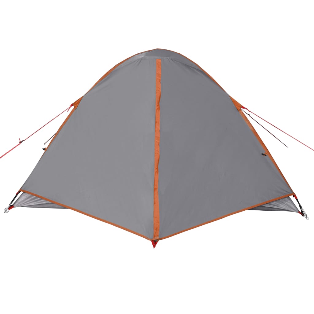 vidaXL kempinga telts 3 personām, pelēka, oranža, ūdensnecaurlaidīga