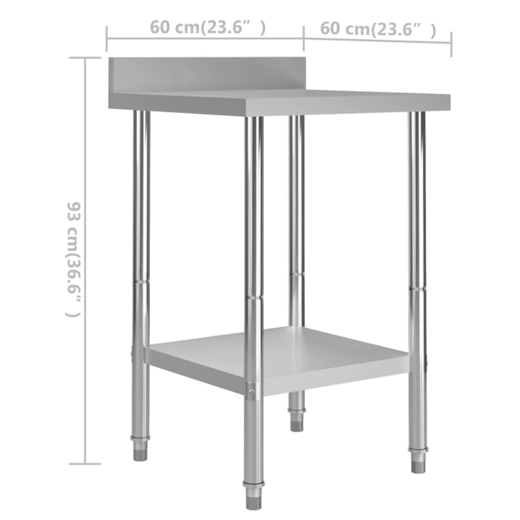 vidaXL virtuves darba galds, 60x60x93 cm, nerūsējošs tērauds