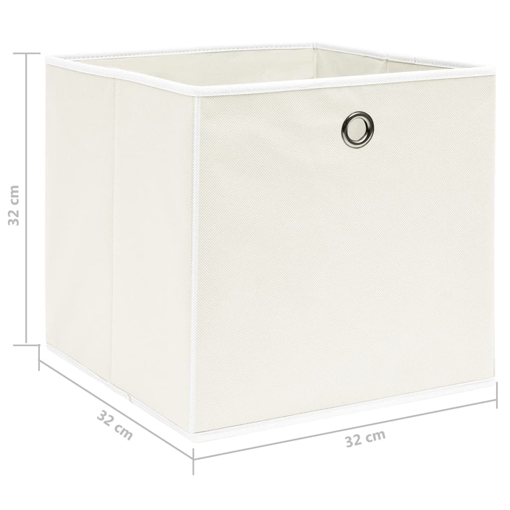 vidaXL uzglabāšanas kastes, 10 gab., baltas, 32x32x32 cm, audums