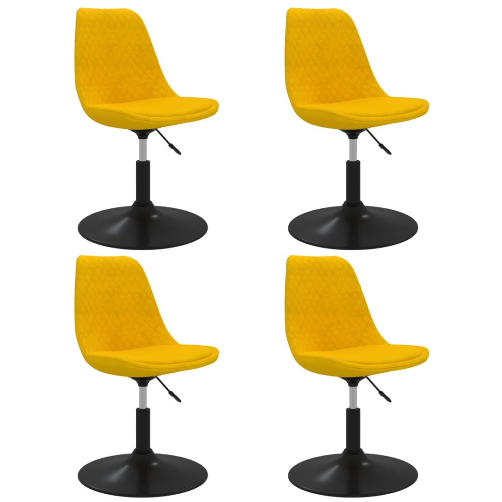 vidaXL grozāmi virtuves krēsli, 4 gab., dzeltens samts