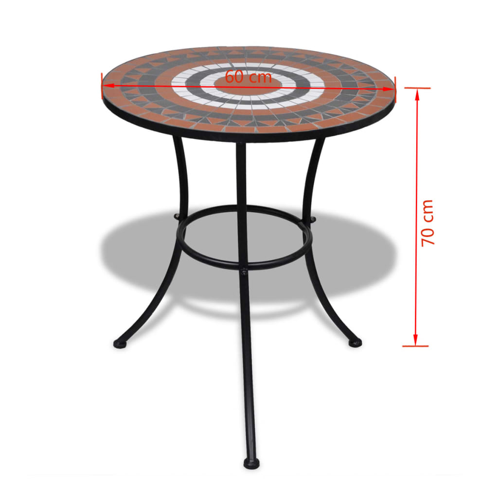 vidaXL bistro galds, 60 cm, sarkanbrūna un balta mozaīka