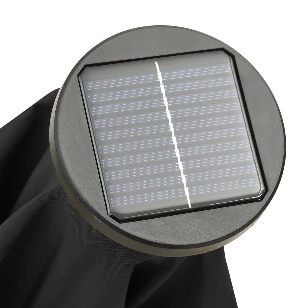 vidaXL saulessargs ar LED gaismām, melns, 200x211 cm, alumīnijs