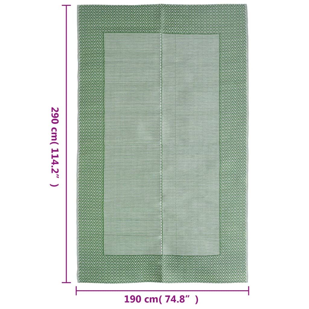 vidaXL āra paklājs, zaļš, 190x290 cm, PP
