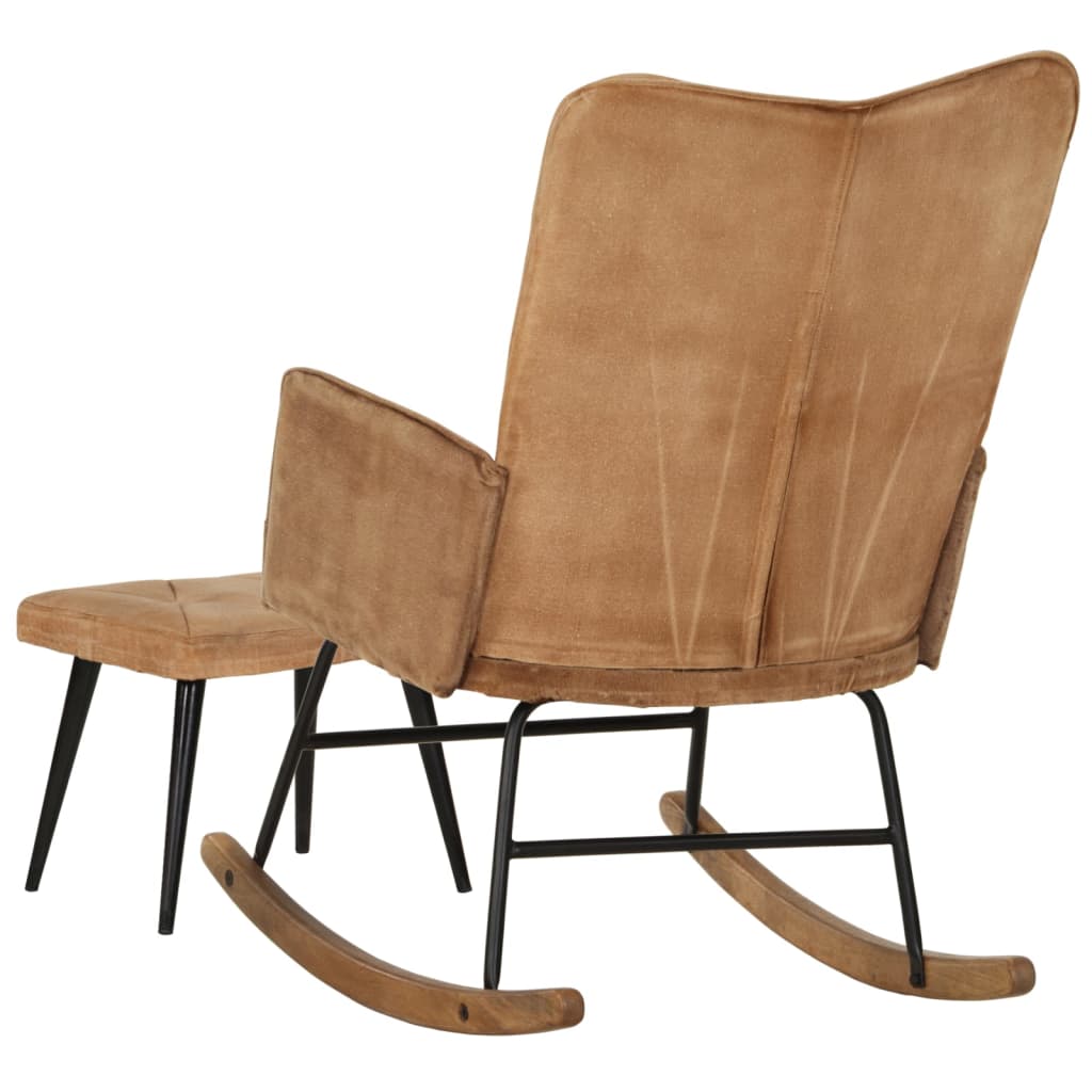 vidaXL šūpuļkrēsls ar kājsoliņu, brūns vintāžas audums