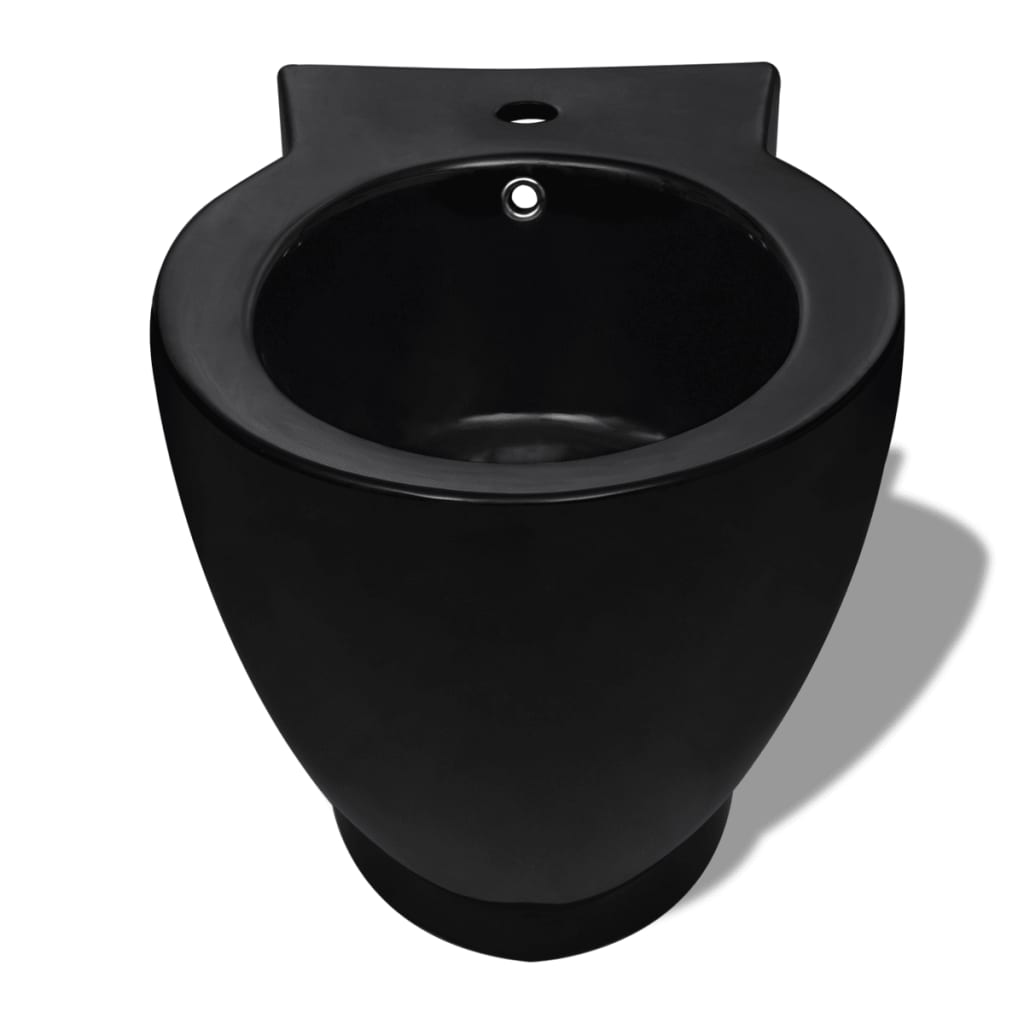 vidaXL tualetes pods un bidē, melna keramika