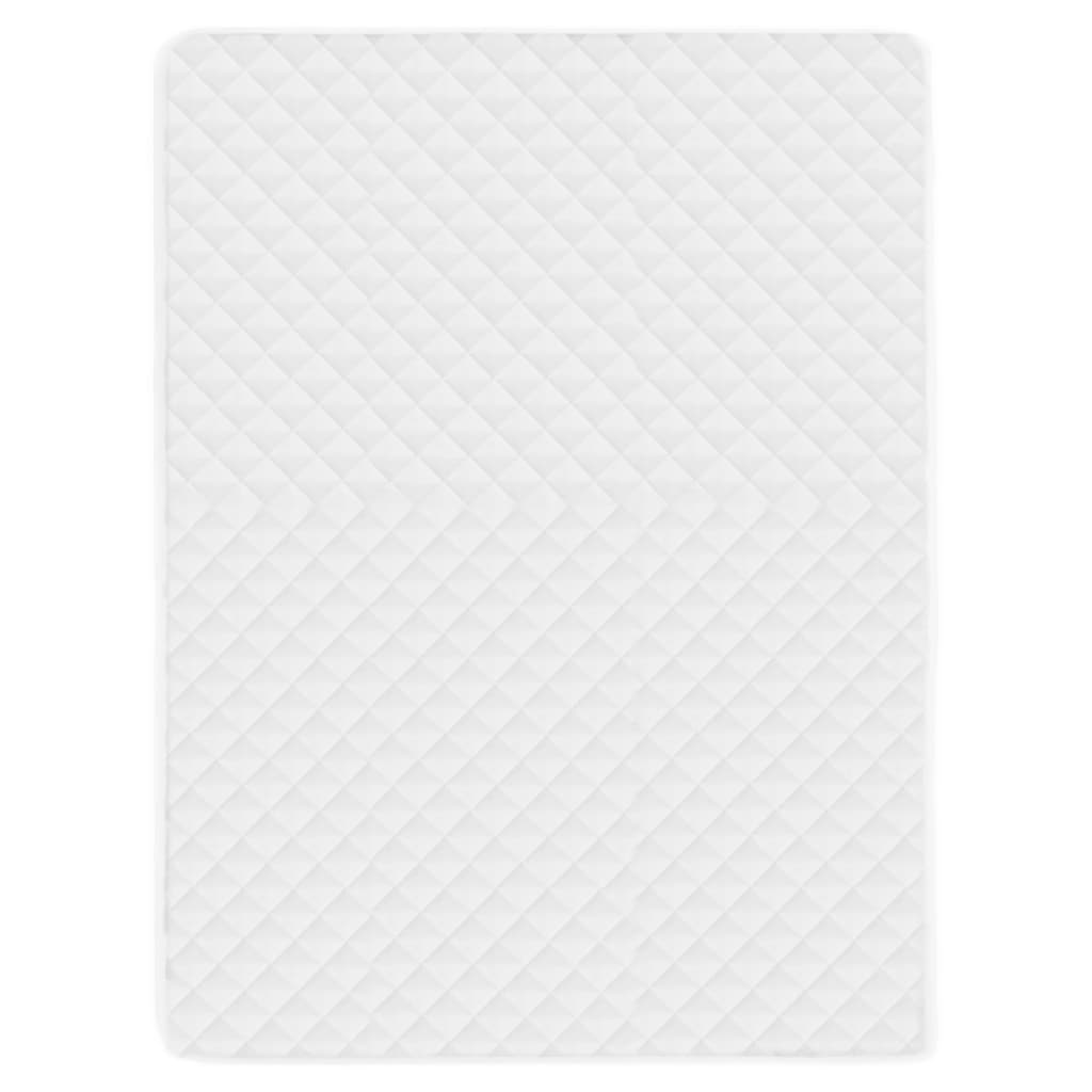 vidaXL stepēts matrača pārvalks, balts, 160x200 cm, viegls