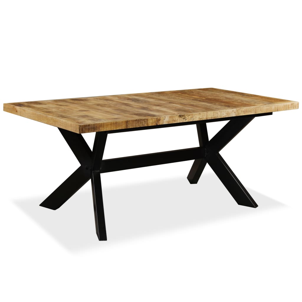 vidaXL virtuves galds, 180 cm, mango masīvkoks un tērauda kājas