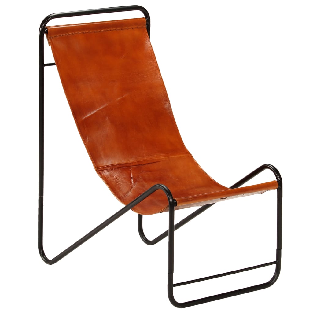 vidaXL krēsls, brūna dabīgā āda