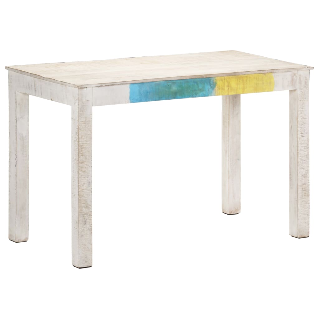 vidaXL virtuves galds, balts, 120x60x76 cm, mango masīvkoks