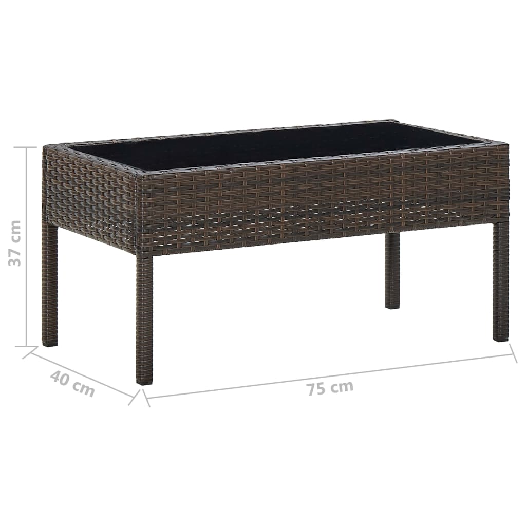 vidaXL dārza galds, brūns, 75x40x37 cm, PE rotangpalma