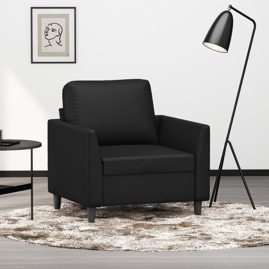 vidaXL atpūtas krēsls, melns, 60 cm, mākslīgā āda