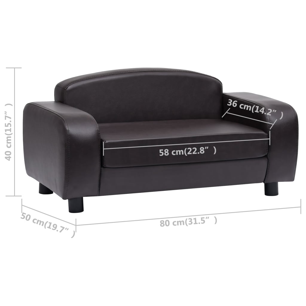 vidaXL suņu dīvāns, brūns, 80x50x40 cm, mākslīgā āda