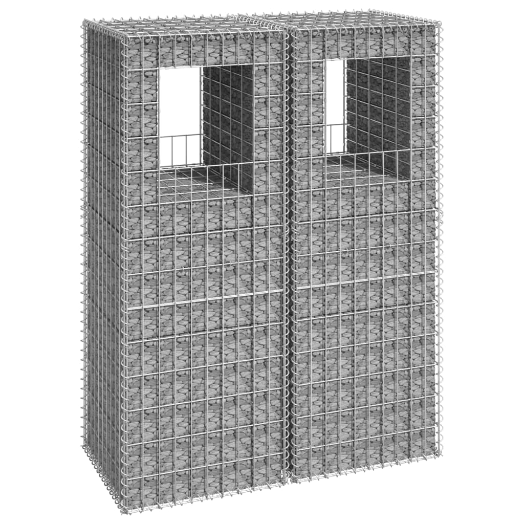 vidaXL vertikāli gabioni, 2 gab., 50x50x140 cm, dzelzs