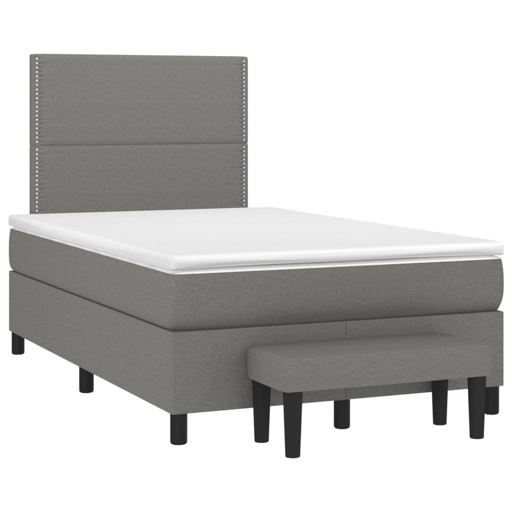 vidaXL atsperu gulta ar matraci, tumši pelēka audums, 120x190 cm