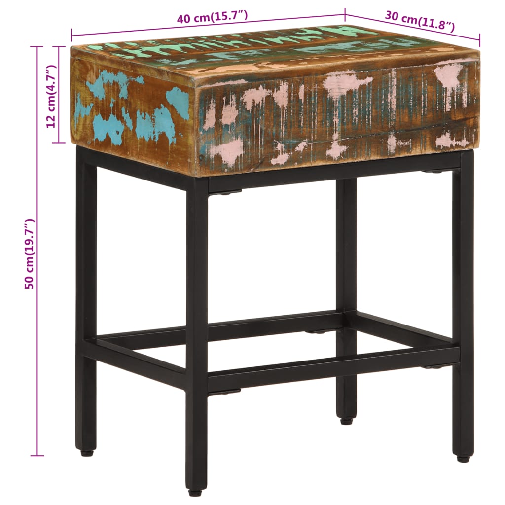 vidaXL galdiņš, 40x30x51 cm, pārstrādāts masīvkoks