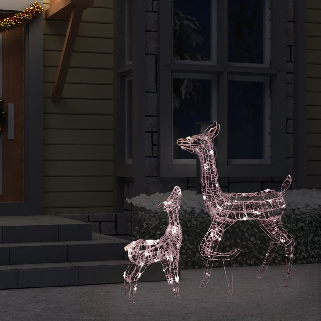 vidaXL akrila ziemeļbriežu Ziemassvētku dekorācija, 160 baltas LED