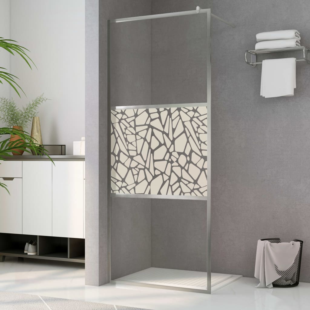 vidaXL dušas siena, ESG stikls ar akmeņu dizainu, 100x195 cm