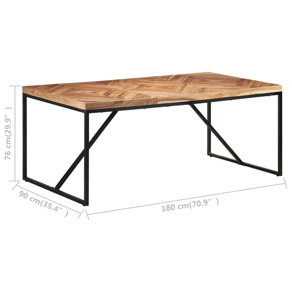 vidaXL virtuves galds, 180x90x76 cm, akācijas un mango masīvkoks
