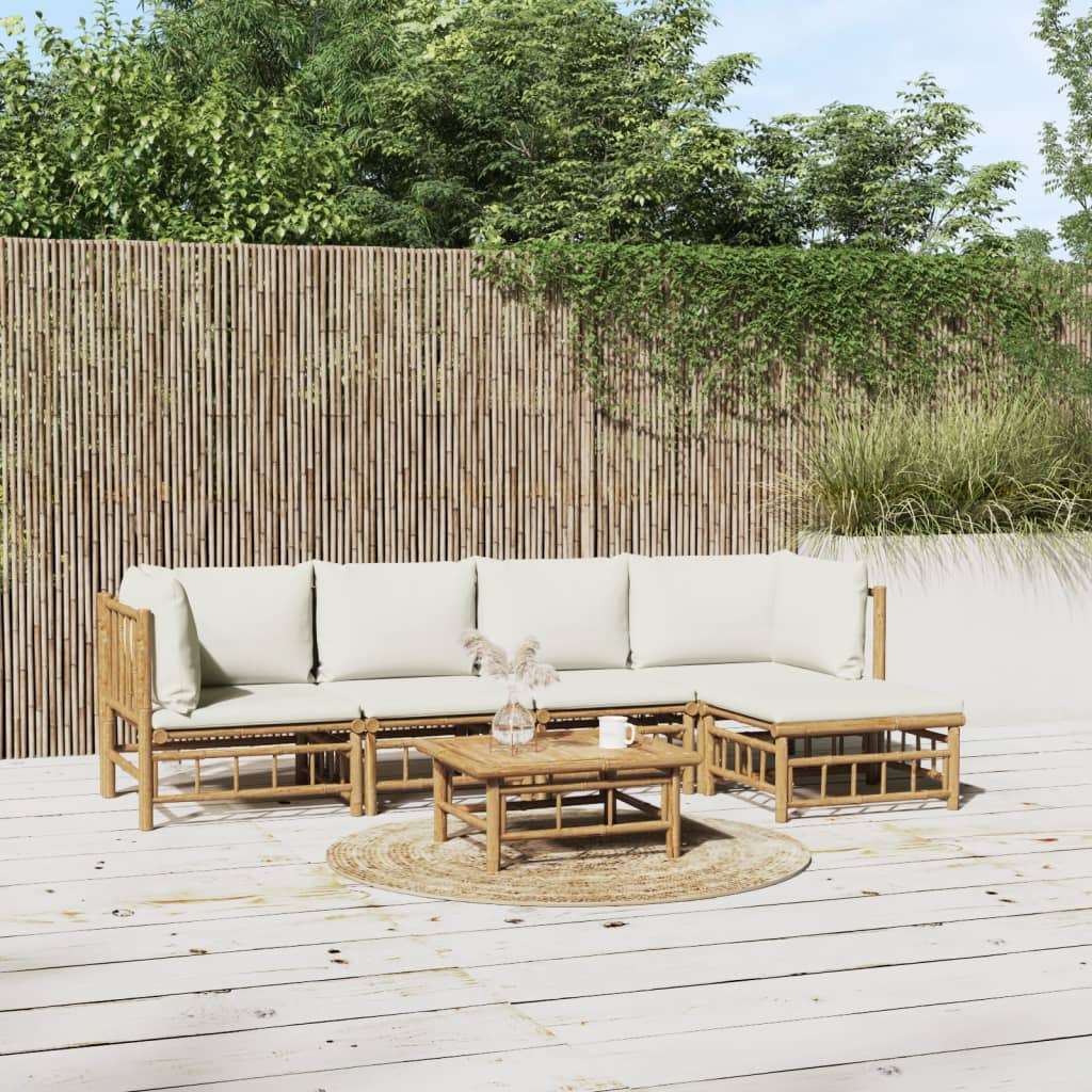 vidaXL 6-daļīgs dārza atpūtas mēbeļu komplekts ar matračiem, bambuss