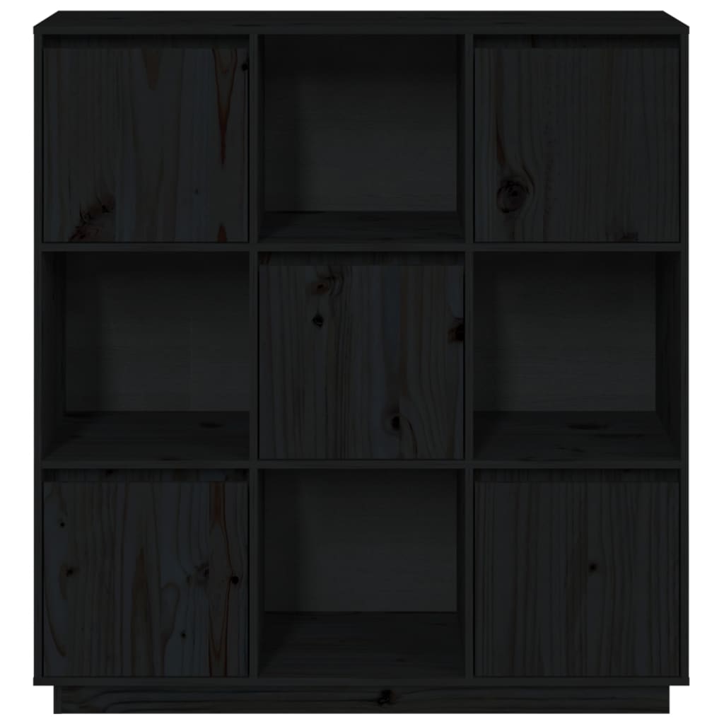 vidaXL augstais skapītis, melns, 110,5x35x117 cm, priedes masīvkoks