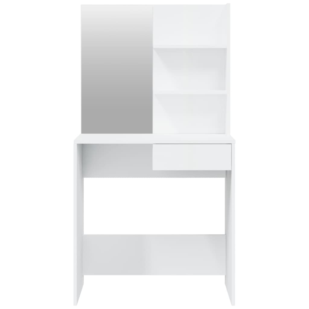 vidaXL spoguļgaldiņa komplekts, spīdīgi balts, 74,5x40x141 cm
