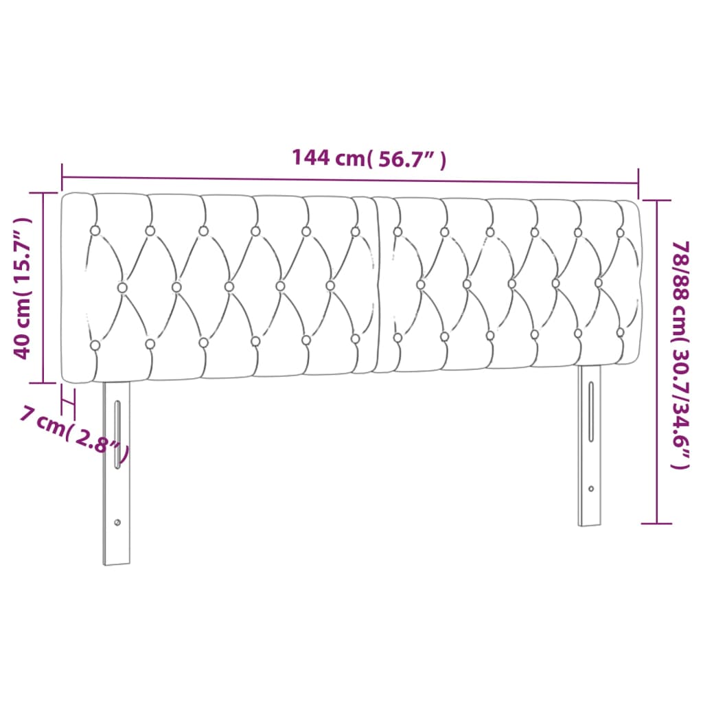 vidaXL gultas galvgaļi, 2 gab., 72 x 7 x 78/88 cm, pelēkbrūns audums