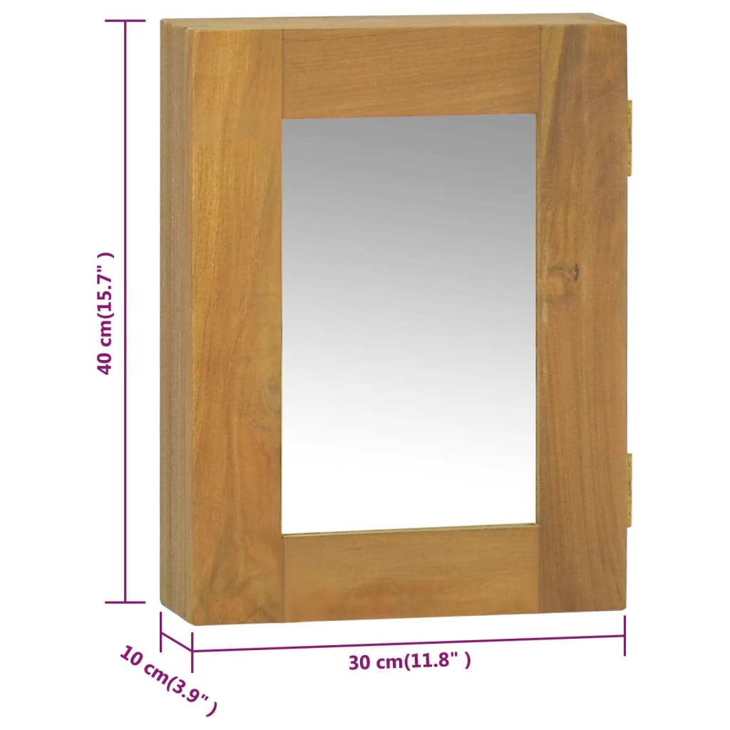 vidaXL skapītis ar spoguli, 30x10x40 cm, masīvs tīkkoks