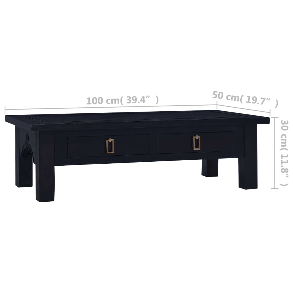 vidaXL kafijas galdiņš, gaiši melns, 100x50x30 cm, masīvs sarkankoks