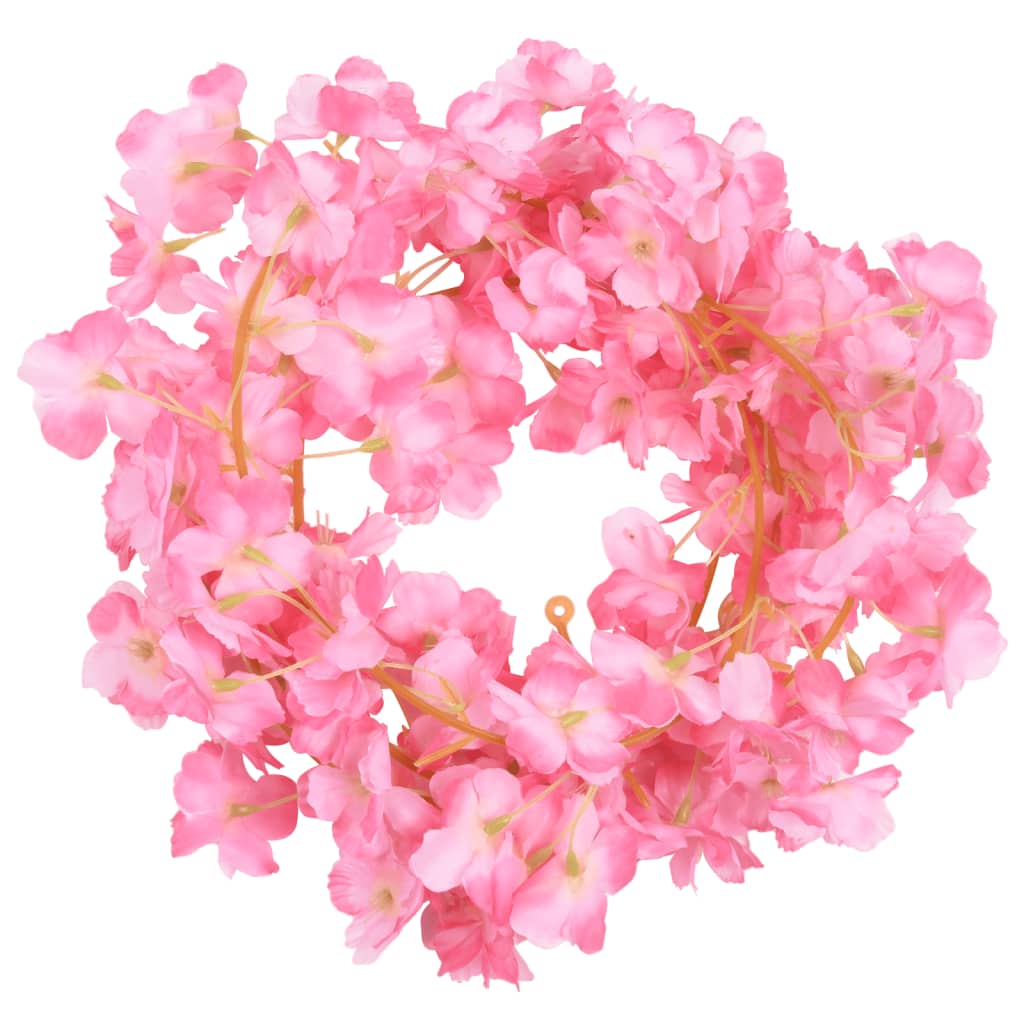 vidaXL mākslīgo ziedu vītnes, 6 gab., tumši rozā, 180 cm