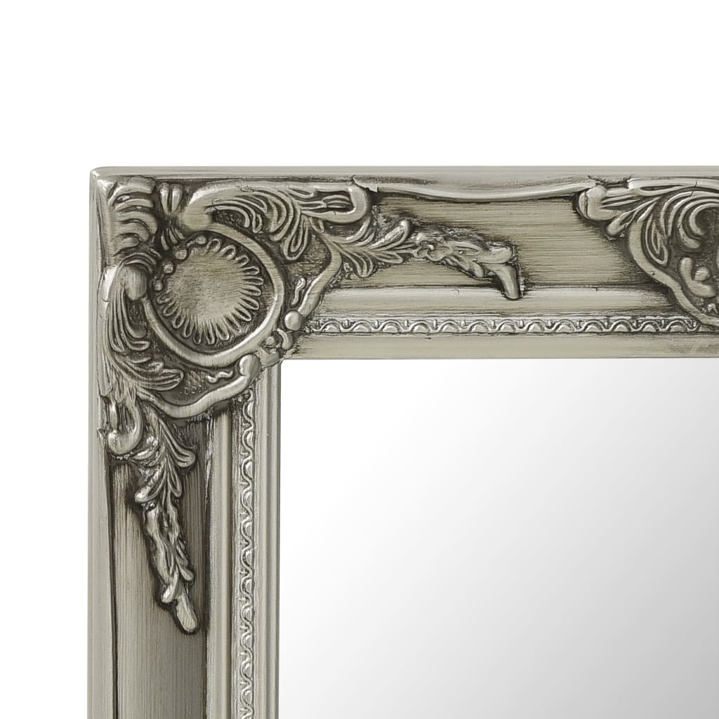 vidaXL baroka stila sienas spogulis, 50x50 cm, sudraba krāsā