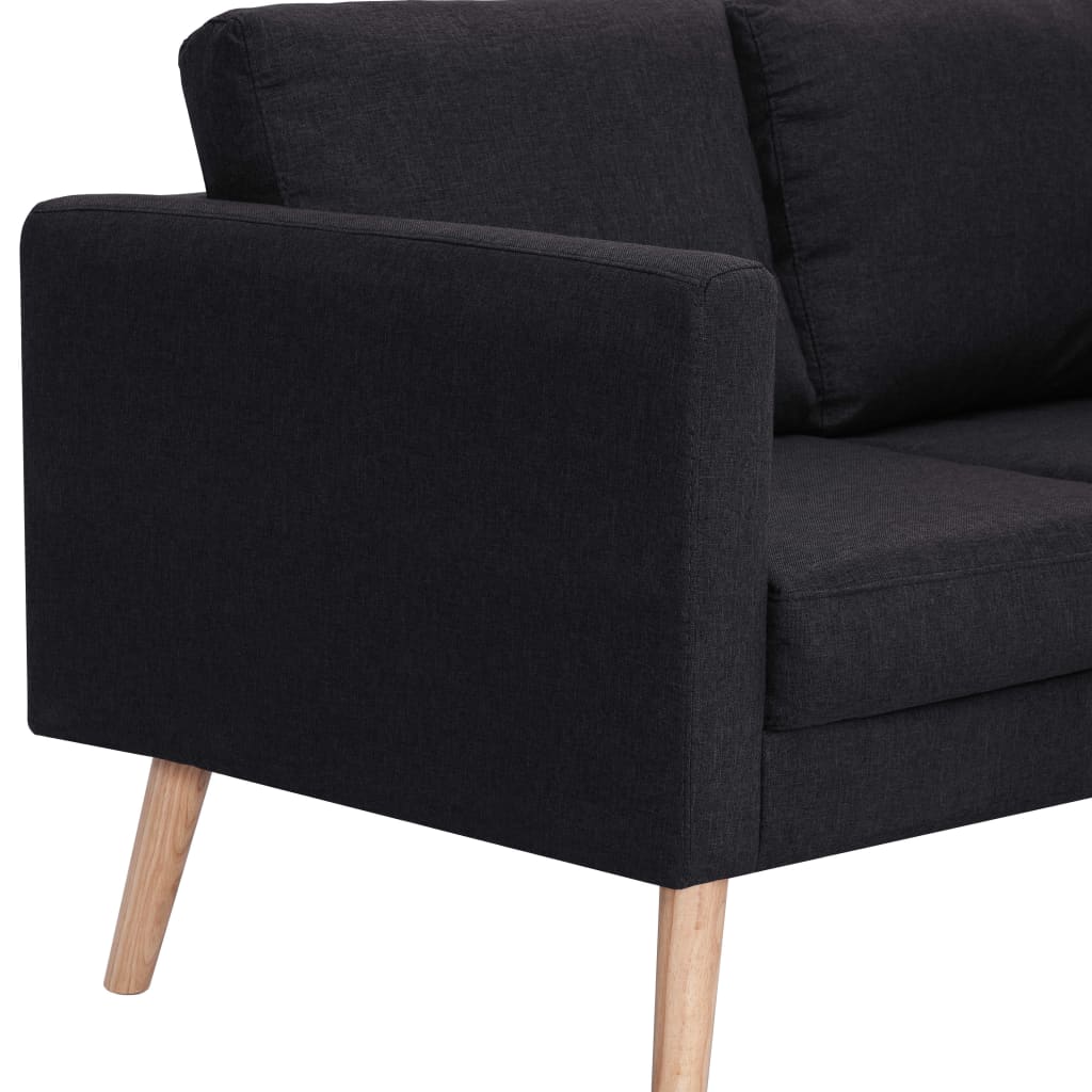 vidaXL trīsvietīgs dīvāns, melns audums