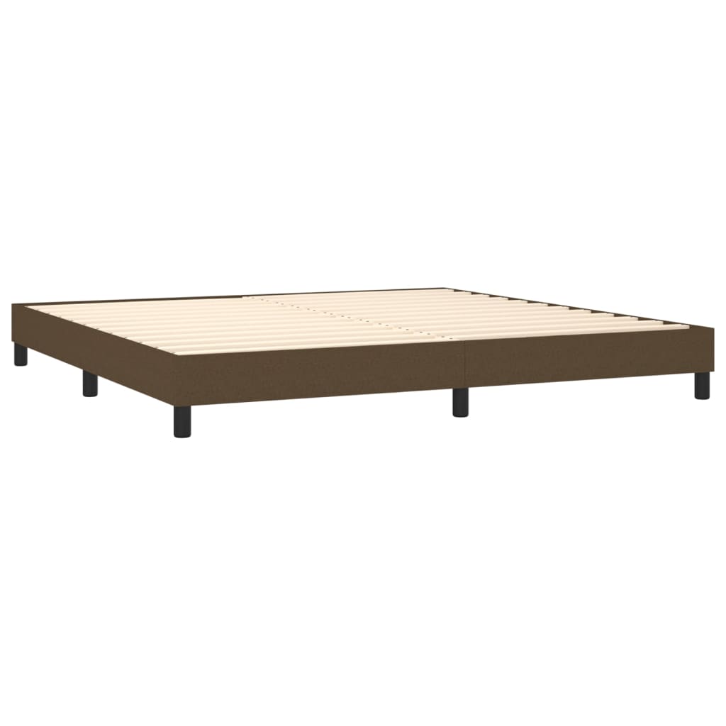 vidaXL atsperu gultas rāmis ar matraci, tumši brūna, 200x200cm, audums