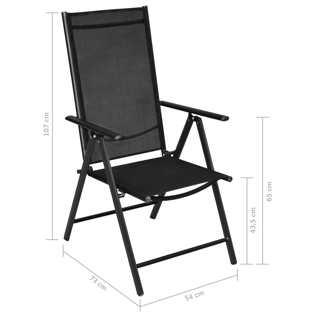 vidaXL 5-daļīgs dārza mēbeļu komplekts, saliekami krēsli, alumīnijs