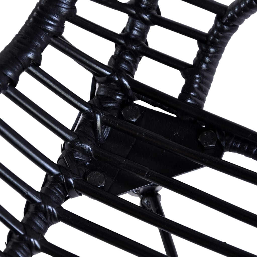 vidaXL virtuves krēsli, 6 gab., melna dabīga rotangpalma