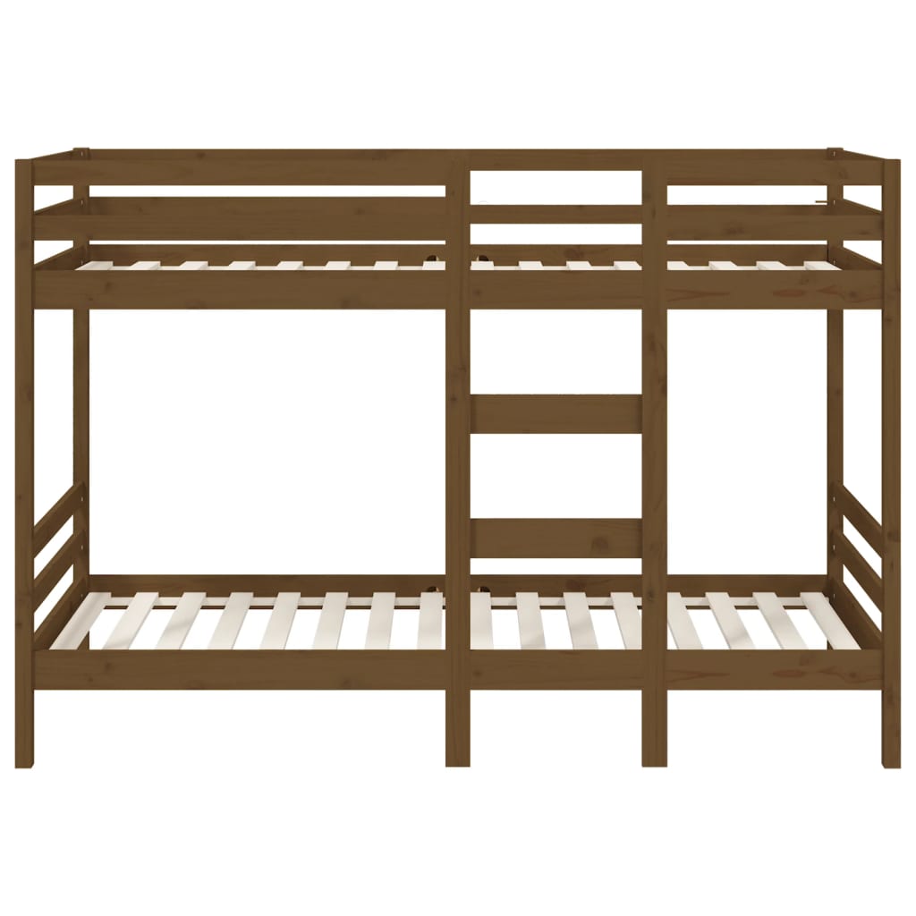 vidaXL divstāvu gulta, medus brūna, 75x190 cm, priedes masīvkoks